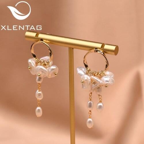 XlentAg Natural Fresh Water Baroque Pearl Boho Dangle Earrings For Women Party Wedding Tassel Earring Luxury Jewelry GE0545