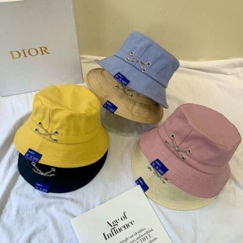 Women Chain Fisherman Hat Fashion All-Match Basin Hat Female Sun Shade Sun Hat