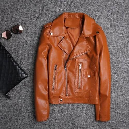 2019 New Fashion Women Smooth Motorcycle Faux Leather Jackets Ladies Long Sleeve Autumn Winter Biker Streetwear Black Coat M58