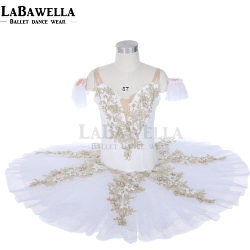Women white nutcracker performance dress with white tulle girls custom made professional platter pancake tutu child JY039