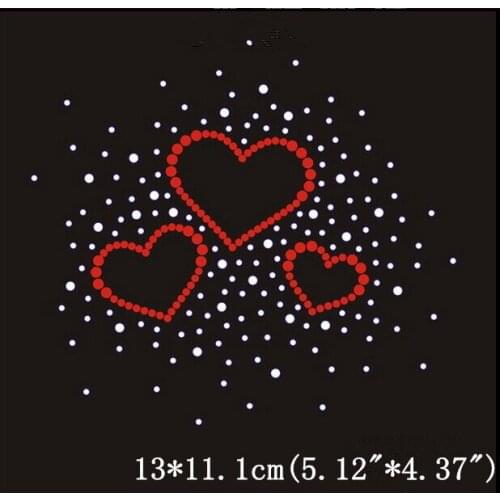 2pc/lot Shinning heart pattern hot fix rhinestone rhinestones fix iron on crystal transfers design applique patches