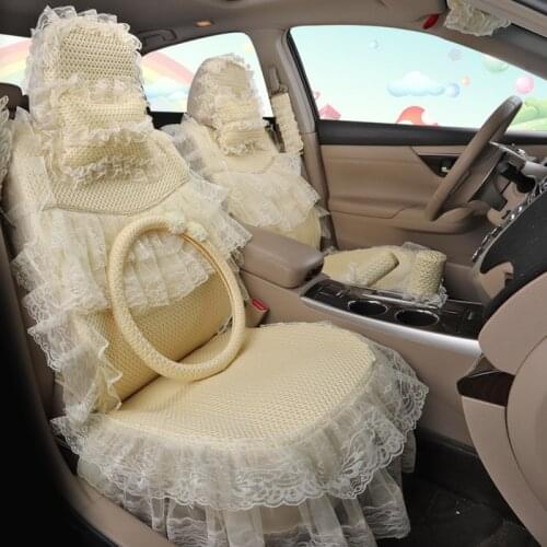Beige Car Seat Covers Sets For Women Girls Full Set Interior Cute Kawaii Decoration Protector Accessories For Toyota Camry 2020
