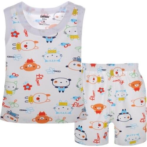 Printed Clothing Set 100% Cotton Vest + Short Pants 6 to 36 Months Summer Children Baby Clothing Set 5 Styles Available