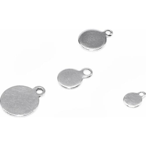 50pcs/lot Stainless Steel 6 8 10 12mm Round Dog Tag Pendants Stamping Blank Charms for DIY Jewelry Making Findings Suppliers
