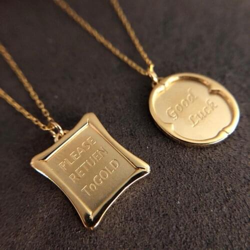 MADALENA SARARA Pure 18K Gold Pendant Au750 Gold Pendant Plate O Shape Chain Necklace Customization Your Name For Christmas Gif