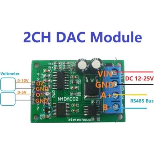 12V RS485 to DAC Digital-to-analog Conversion Module 5V 12V 4-20MA Voltage and Current Analog Output