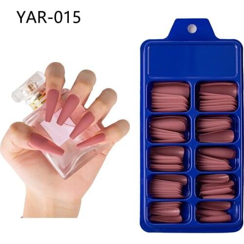 100 Pieces Set of False Nail Tips Matte Full Coverage Long Ballet False Nail Art Manicure French Manicure Nail Decoration Tools