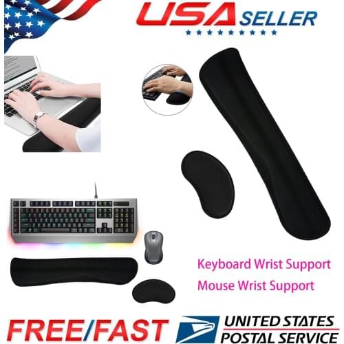 Nosii 2pcs/Set Memory Foam Wrist Rest Pad Set Keyboard & Mouse Wrist Support Cushion For Office Workers Writers Editors