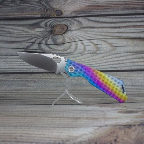 EVIL EYES Custom Folding Knife Strider SNG #27 Rainbow Crystalline Titanium Handle 100% M390 Blade Pocket EDC Tactical Tools