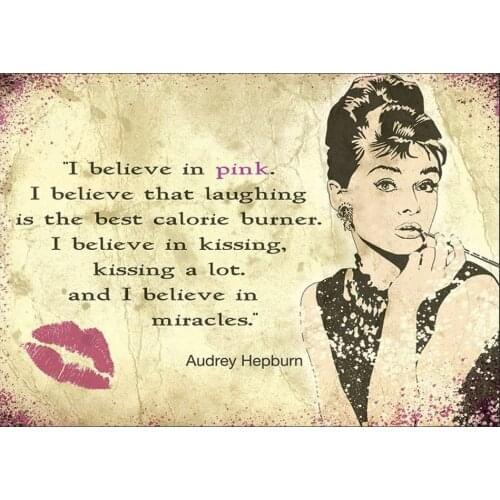 Audrey Hepburn Glamour Metal Sign Plaque Beauty Home Decor Gift Public Shed Tin