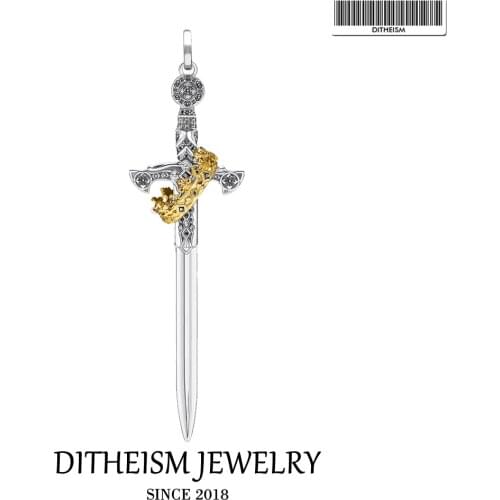 Sword With Gloden Crown Pendant Fit Necklace 2021 New Jewelry 925 Sterling Silver Europe Style Vintage Bijoux Gift For Boyfriend