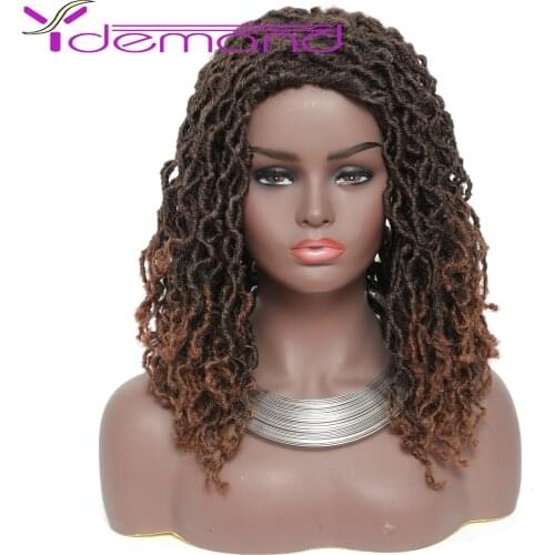 Y Demand 14" Dreadlock Synthetic Hair Wig Crochet Hair Faux Locs Curly Soft Wigs Goddess Locs Short Braids Wigs For Black Women