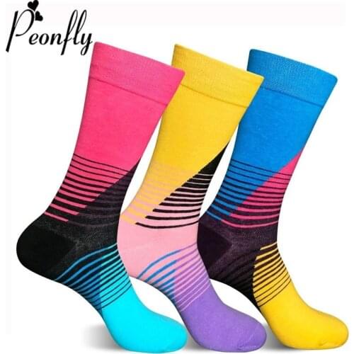 Peonfly Cool New Skateboard Hip Hop Funny Comfortable Breathable Casual Cotton Socks Happy Colorful Dress Men Sock
