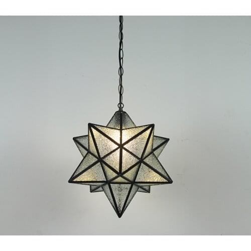 Novelty Loft Star Pendant Light Fixture Luminaire Crystal Frosted Glass 3D Geometry Hanging Lamp Aisel Corridor Home Decoration