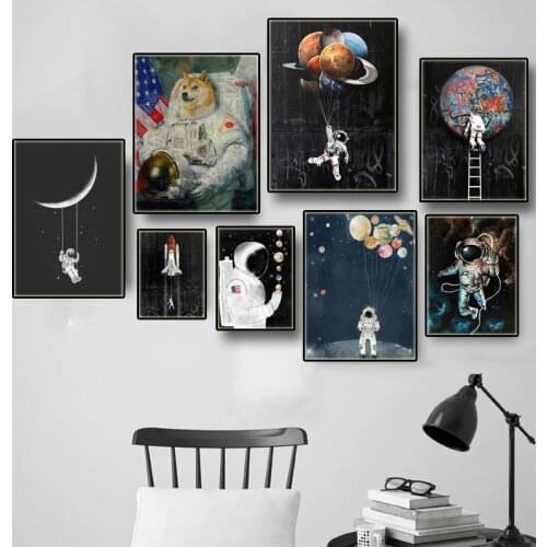 Astronaut Space Dreaming Stars Posters Graffiti Art Canvas Painting Modern Abstract Prints Wall Pictures Living Room Home Decor