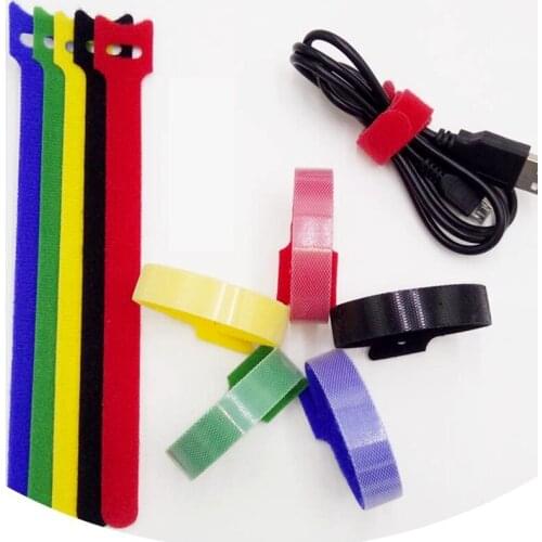 100PCS/LOT 12x150mm 6inch Colorful Nylon Hook and Loop fastener magic bandage Cable Ties self lock Computer cable straps