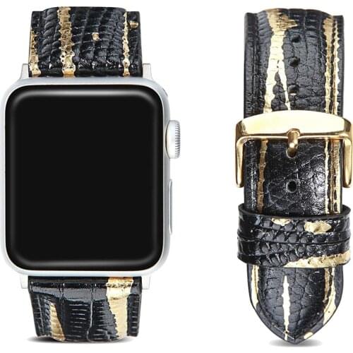 New Genuine Leather Band for Apple Watch Strap SE 6 5 40mm 44mm Bronzing Bracelet for IWatch Series 4 3 38mm 42mm Belt Watchband