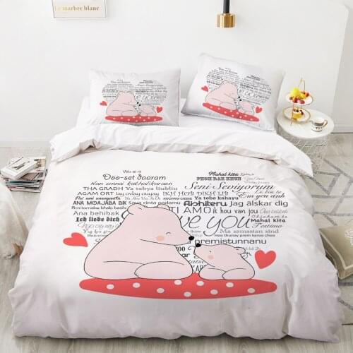 Animal Cartoon Kids Bedding set for children baby girls Duvet cover set pillow case Bed linens Quilt cover 240x220 140x200 love