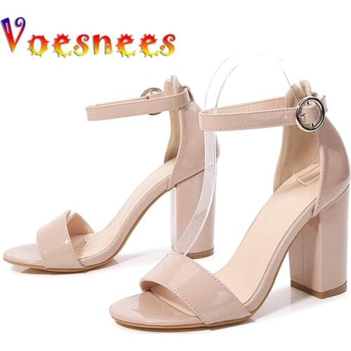 Summer New One Word Strap Breathable Wearable Square Heel Women Shoes Peep Toe Nightclub High Heel Sexy Multicolor Party Sandals