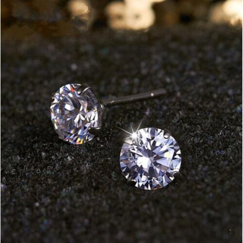 Crystal Zircon Real 925 Sterling Silver Earrings Silver Stud Earrings for Women Sterling Silver Jewelry Stud earrings