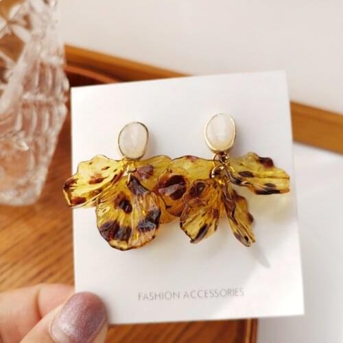 Mihan S925 needle Retro Jewelry Drop Earrings 2021 New Design Leopard Print Petal Dangle Earrings For Women Girl Gifts