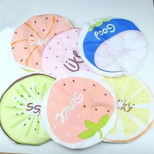 Fruit Print Bath Hat Reusable Women High Elastic Lovely Sleep Caps Hair Care