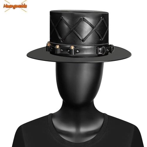 Ladies Plague Doctor Hat for Women Magic Cosplay Flat Formal Hat Halloween Steampunk Accessories Props Adult Made of Leather