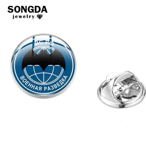 SONGDA Spetsnaz GRU Russian Special Forces Stainless Steel Pin Special Purpose Detachments Glass Cabochon Lapel Pins Bag Badges