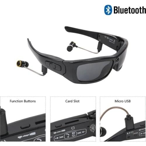 Stereo Bluetooth Camera Sunglasses Wide Angle 120 Degree 1080P Driving Smart Glasses Recorder Outdoor Sports Bluetooth Earphone