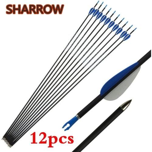 12pcs 32" Archery Carbon Arrows Spine1200 Target Points Practice Shooting Carbon Arrow For Bpw Training Archery Accessories