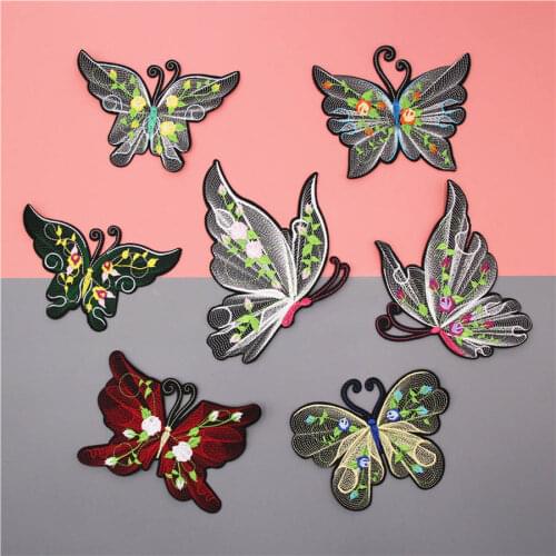 Butterfly Fabric Embroidered Patch Cap Clothes Stickers Bag Sew Iron On Applique DIY Apparel Sewing Clothing Accessories BU167