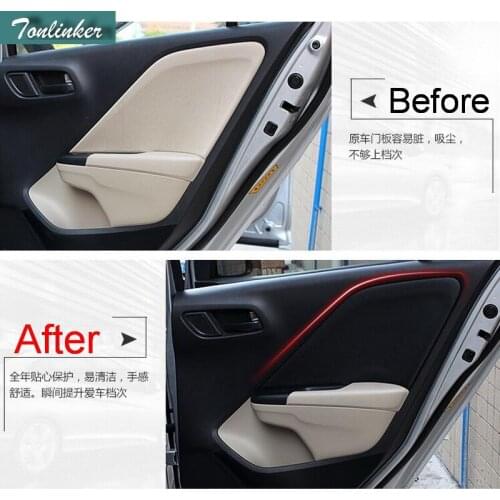 Tonlinker 4 PCS Car Styling leather modification the door holster cover case Stickers for HONDA GERIZ CITY 2015-16 accessories