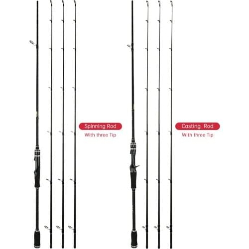 Fishing Rod Lure Rod Carbon Triple Tips ML M MH Action Spinning Rod Casting Rod Super Long Cast Rod Fishing Equipment Combo Fish