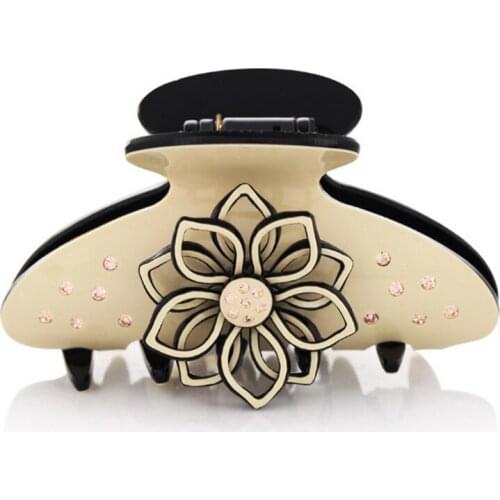 Jaw Claw Hair Clip - Flower Hair Ornament for Women Girls Classic Hair Accessory Jewelry Tiara Travel Business Office Career