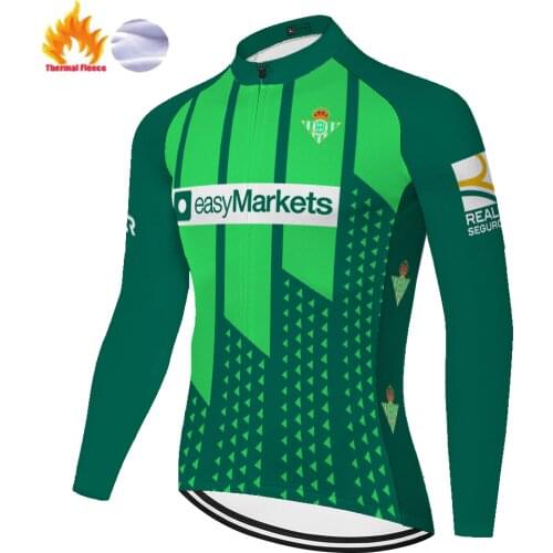 Green Betis camiseta ciclismo team Winter Thermal Fleece quick dry breathable long sleeve jersey cycle jersey