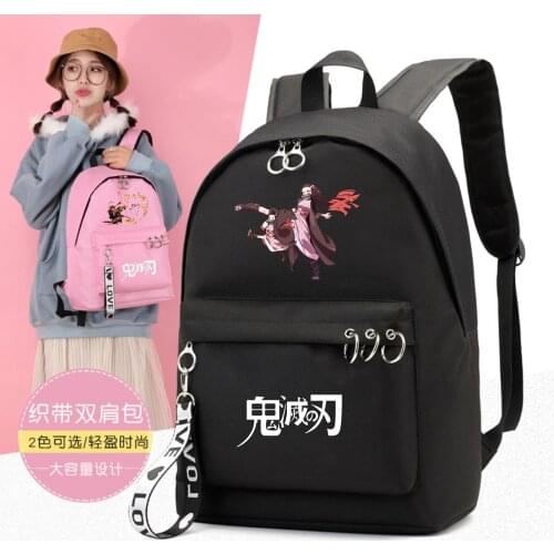 Demon Slayer Kimetsuno Yaib Backpack Female Harajuku Letter School Travel Daypack Laptop Leisure Bag Schoolbag Rucksack Knapsack