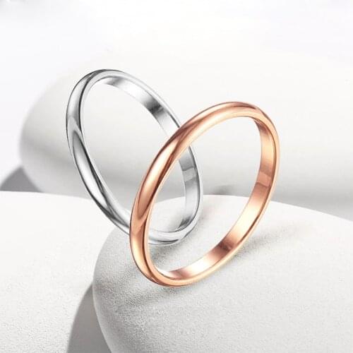 RHYSONG Simple Modern Trendy Women Forefinger Little Finger Ring Stainless Steel Jewelry Rose Gold Black Rings Hot Sale JZ44