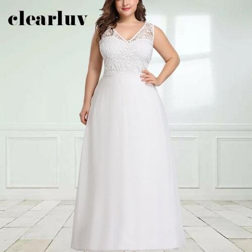 White Lace Top Wedding Dress DR1585 Double V-Neck Formal Bridal Gowns A-Line Long Vestidos De Novia Sleeveless Wedding Dresses