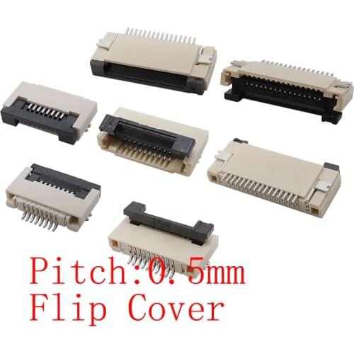 10Pcs/lot 0.5mm Pitch Under Clamshell Socket FPC FFC Flat Cable Connector4P 6P 8P 10P 12P 14P 16P 18P 20P 24P 30P 32P 34P 40Pin
