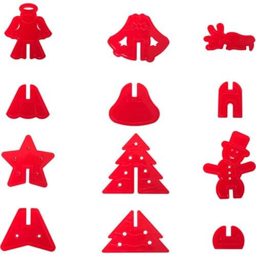 12Pcs/set Happy Halloween Cookie Cutters Plastic 3D Cartoon Press Biscuit Mold Cookie Stamp Cake Baking Pastry Halloween Boosted