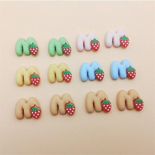 20PC M Hot Sale Cartoon Strawberry M Food Resin Accessories For Slime Filler Miniature Resin Kids Polymer DIY materials Gift