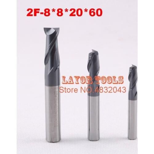 2F-8*8*20*60,HRC50,Spiral Bit Milling Tools Carbide CNC flat End mills Router bits , the lathe tool,boring bar,cnc,machine