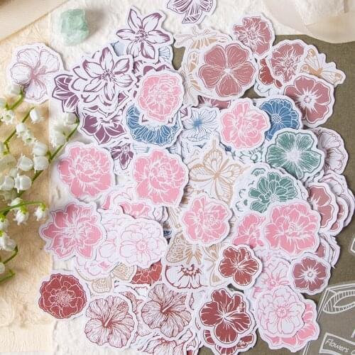 30 Flower Scrapbooking Stickers Decorative Petal Sticker aesthetic For Scrapbook Diary Album Notebook Diy Arts Craft Supplies