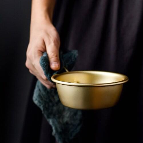 300ML Korean hot wine bowl golden aluminum small cuisine bowl tableware cold noodle bowl with handle small dish sauce bowl