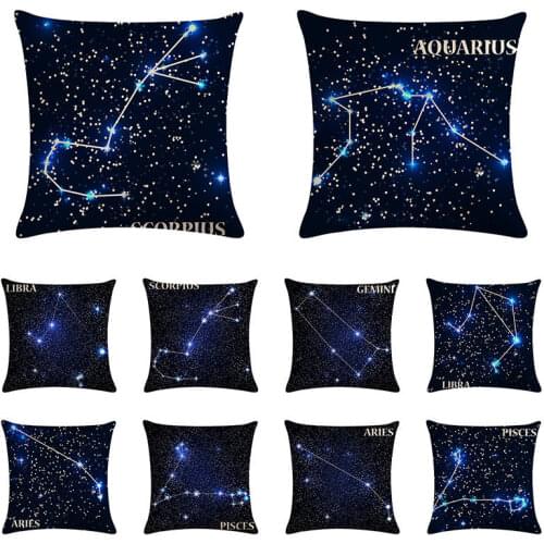 45cmx45cm Constellation Series Cushion Cover Pisces Lions Galaxy Throw Pillow Cover Pillowcase Decorative for Sofa Car ZY1230