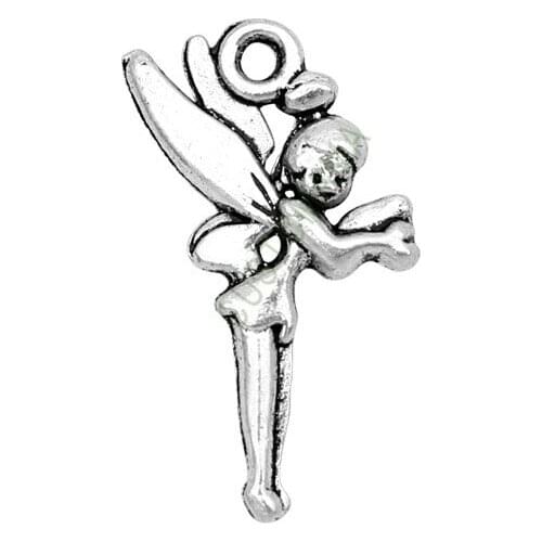 80pcs-Antique Silver 2 Sided Fairy Angels Charms Pendant 25x12mm