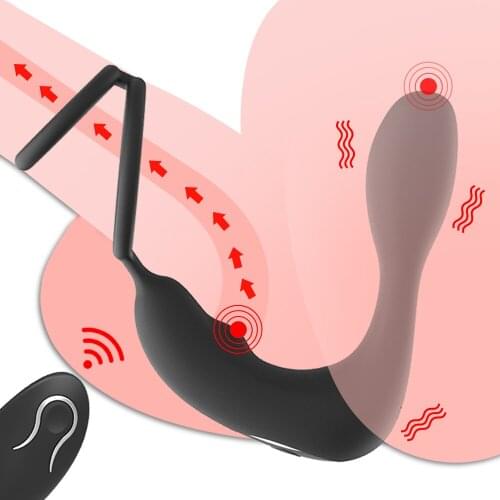 Prostate Massager Anal Vibrator Double Ring Butt Plug Wireless Remote Adult Products Delay Ejaculation Ring Sex Toys for Men