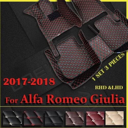 Leather Car floor mats for Alfa Romeo Giulia 2017 2018 Custom auto foot Pads automobile carpet cover