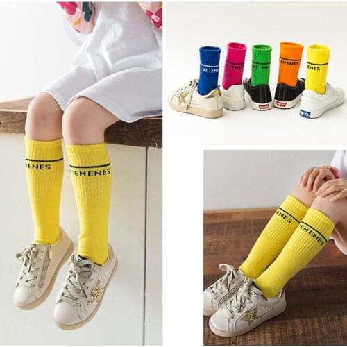 Kids Girl Knee High Socks Girls baby boy socks Stripes Cotton Sports School colorful Socks Children Baby toddler knee socks