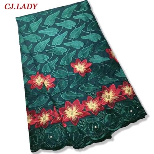 Cotton high quality African wedding lace fabric 2021 New design 5 Yards Nigerian embroidered sewing swiss voile lace for Dress
